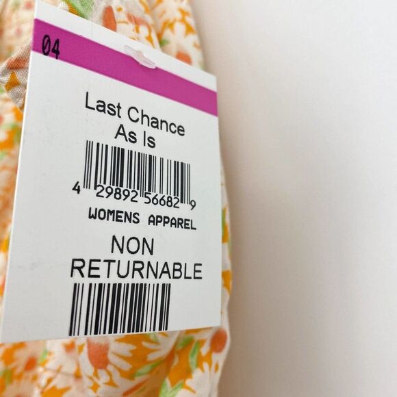 BP. Ruched Crop Camisole Orange White Floral Print Top Size Small - Picture 4 of 6